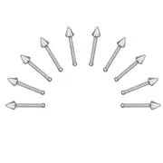 10 X Cone Steel Nose Studs with Ball End 10 MM