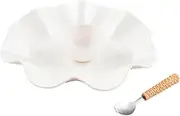 Mud Pie 2 1/2" x 13" Dia | Spoon 5 1/2" Ruffled Melamine Chip Dip, White