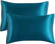 Satin Pillowcase for Hair and Skin Silk Pillow Case 2 Pack, Standard, Queen, and King Size, Slip Cooling Set of 2 with Envelope Enclosure