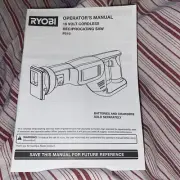 NEW MANUAL RYOBI 18V P510 CORDLESS RECIPROCATING SAW