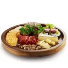 TIDITA 18" Acacia Wood Lazy Susan for Table Top - Wooden Brown Turntable Serv...