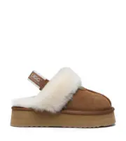 UGG Slippers Women Sheepskin Wool Platform Removeable Strap Slingback Waffle