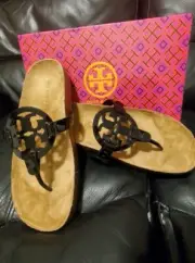 Tory Burch Miller Cloud Sandals, Perfect Black Patent Suede Cork 8 birkenstock
