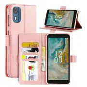 For Nokia C02 SupRShield Wallet Leather Card Holder Flip Protective Shockproof Case Cover (Rose Gold)