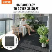 Interlocking Deck Tiles 36 Pack 12"x12" Plastic for Porch Dark Grey