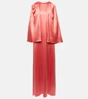 [Monique Lhuillier] Monique Lhuillier Caped silk satin gown AU 14 red
