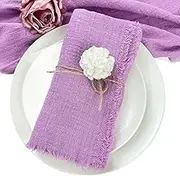 Handmade Cloth Napkins,Cloth Napkin with Fringe Set of 12,Cotton Cloth Napkins 40x40cm for Weddings Decorative Napkins, Dinner Parties, Everyday use,Parties (Purple)