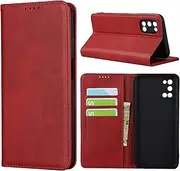 Cavor for Oppo A52 Case,Cowhide Pattern Leather Case Magnetic Wallet Cover with Card Slots(6.5") -Wine Red