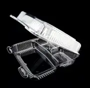 9" x 9" x 3" Clear Hinged Plastic 3-Compartment Take-Out Container REF # PXT-933