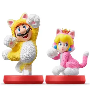 【Nintendo 任天堂】Switch amiibo 公仔 貓咪瑪利歐+貓咪碧姬公主(超級瑪利歐3D世界＋狂怒世界)