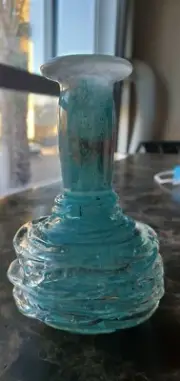 Hand Blown Bottleneck Vase possible "Ion tamaian" romania condition is "used"