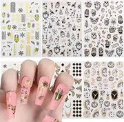 Christmas Nail Art Stickers Decals, Gold 2023 Christmas Nail Self-Adhesive Sticker Design, Winter Xmas Tree Snowflake Snowman Elk Clocks Watches Nail Decal for Women Manicure Charms Decorations