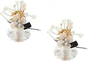 LUOZZY 2pcs Crystal Floral Car Dashboard Ornament Lucky Charm for Women Vehicle Interior Decor