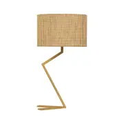 Waldo Classic Oriental Metal Stand Table Lamp Light Fabric and Paper Veneer Shade - Wood.
