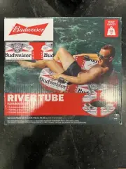 BUDWEISER LOGO NEW IN BOX Adult Float Tube Handles Cup Holder Inflatable Water
