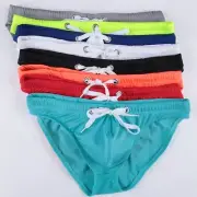 Men Swimwear Briefs Bikini Brief Trunks Underwear Drawstring Low Waist