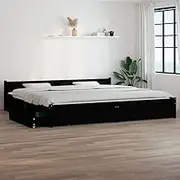 Bedroom Furniture Bed Frame Without Mattress with Drawers Black 183x203 cm King