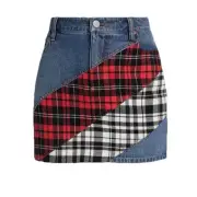 $350 Alice+Olivia Lisanne Patchwork Denim Mini Skirt Size 30