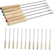 BESTYASH 18pcs Stainless Steel Fondue Forks: Fondue Sticks Forks with Wooden Handle - Stainless Steel Cheese Skewers Accessories for Kitchen BBQ Celebrations