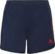 [adidas] Girls' Little Elastic Waistband 3 Stripe Mesh Short, Collegiate Navy, 6