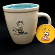 Peanuts Linus Snoopy Tomorrow I Start w/ a Clean Blanket Coffee Mug Hallmark NEW