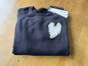 Kerri Rosenthal / Aqua black heart sweater size small NWT