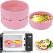XANGNIER Silicone Egg Cooker, 3 Pcs Poacher, Reusable Nonstick Maker, Mold for Breakfast Sandwiches, Poaching Cups, Microwave Accessories, Pink