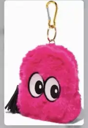 Claire’s furry surprised eyes pink plush mini backpack clip coin purse nwt