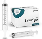 10mL Luer Lock Syringe (No Needle) | Sterile & Individually Wrapped | Professional, Industrial & Personal Use | 100 Pack | Yalomi