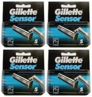 Original Gillette SENSOR 4 Pack of 5 = 20 unit Razor Blades Cartridges *VINTAGE*