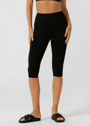 [Lorna Jane] Amy No Ride Phone Pocket 3/4 Leggings in Black, Size - Small S Recycled Black