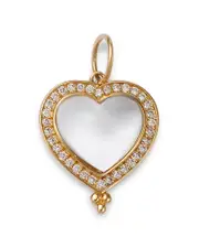 Nina Gilin 14K Yellow Gold Moonstone and Diamond Cut Out Heart Charm