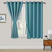 XWZO Blackout Curtains Window Drapes for Bedroom Living Room with Tieback and Gromment Thermal Insulated Energy Saving Room Darkening Noise Reduction, Set of 2 Pannels, W168cm x D137cm, Teal.