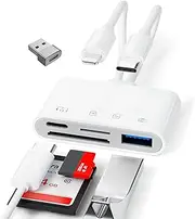 SD Card Reader, Micro TF SD Card Reader Universal Multiport 4 in1,Portable Memory Card Reader Adapter for iPhone/iPad/Samsung/Type-C/MacBook,Supports SD/SDHC