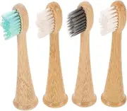 IWOWHERO Bamboo Electric Toothbrush Heads 4 Pack Soft Bristle Replacement Heads for Hx6 Hx8