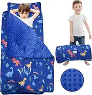 Extra Large Toddler Nap Mat with Pillow and Blanket, 55.1''x 23'' Soft Toddler Sleeping Mat