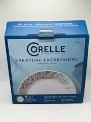Corelle Everyday Expressions Glass Geometrica 7.5" Salad Plates 4 Piece Pack NEW