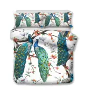 Chic Peacock Bird Feathers Adult Kids Bedding Duvet Quilt Cover Set Holiday Gift