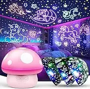 Hapikids Unicorn Gifts for Girls 2 3 4 5 6 7 8 Years, Starry Sky Projector Children's Night Light Toy from 3-9 Years Girls Mermaid Projector Children Night Light Mushroom Girls Birthday