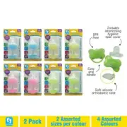x2 Orthodontic Pacifier Baby Dummy Dummies Newborn Soother Comforter Lid Grip