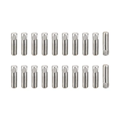 3x12mm 304 Stainless Steel Dowel Pins, 20Pcs Knurled Head Flat End Dowel Pin