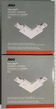 2 Pack Juno Trac-Lites R24 Adjustable L-Connector Molded Polycarbonate White