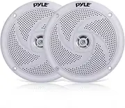 Pyle Marine Speakers - 5.25 Inch 2 Way Waterproof and Weather Resistant Outdoor Audio Stereo Sound System with 180 Watt Power and Low Profile Slim Style - 1 Pair - PLMRS5W (White)