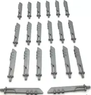 Lego 20 New Flat Silver Large Figure Weapons Blade w/ 3 Bar Holders and Axles