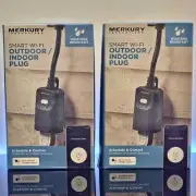 2 Merkury Indoor / Outdoor Smart Wi-Fi Plug 1 Socket Black Alexa & Google Home