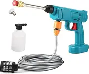 Cordless High Pressure Washer, 60Bar Pressure Washer Gun Compatible with Makita 18V Battery, 2X Spray Nozzles, Bubble Pot for Car Wash Foam Gun, 15cm Wand, 5m Water Pipe (Battery Not Included)