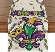 Artoid Mode Irises Mask Carnival 13" x 60", Table Runner, Purple