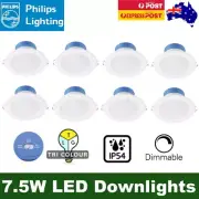 Philips Tri Colour LED Downlight 7.5W Dimmable (90mm) IP54 800lm 220-240 V