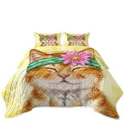 Funny Kittens Flower Hippie Girly Ginger Cat Coverlet