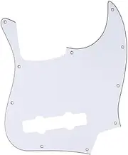 Musiclily Pro 5-String 10-Hole Contemporary J Bass Pickguard for Fender Mexican Jazz Bass, 3Ply White